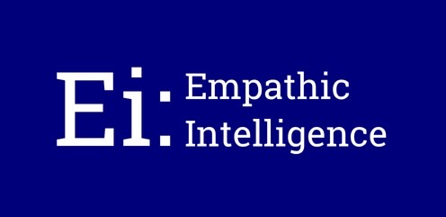 Ei: Empathic Intelligence written in white, Roboto font against a navy blue background.